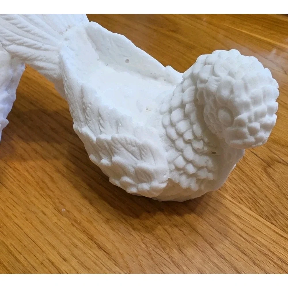 Pair White Alabaster Marble Dove Bird Figurines Carved Stone Decor Vintage - Picture 3 of 7